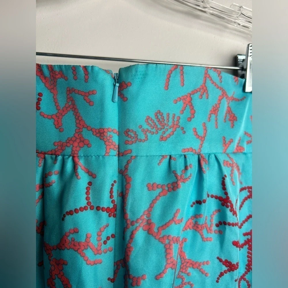 Lilly Pulitzer Turquoise Coral Print Strapless Dress with Red Accent - Picture 4 of 13